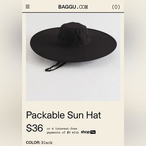 Baggu Packable Sun Hat in black